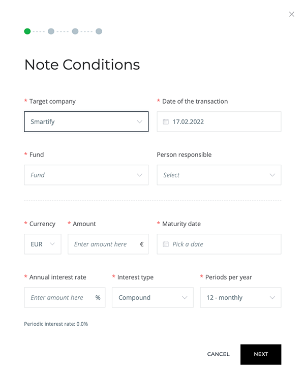 Convertible note transaction in Rundit