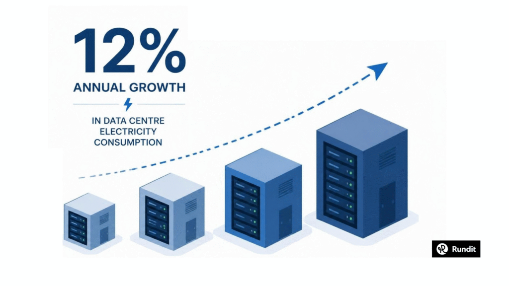Data centre electricity consumption has grown by around 12% a year since 2017, roughly four times faster than overall electricity demand, and the International Energy Agency names AI as the main driver.